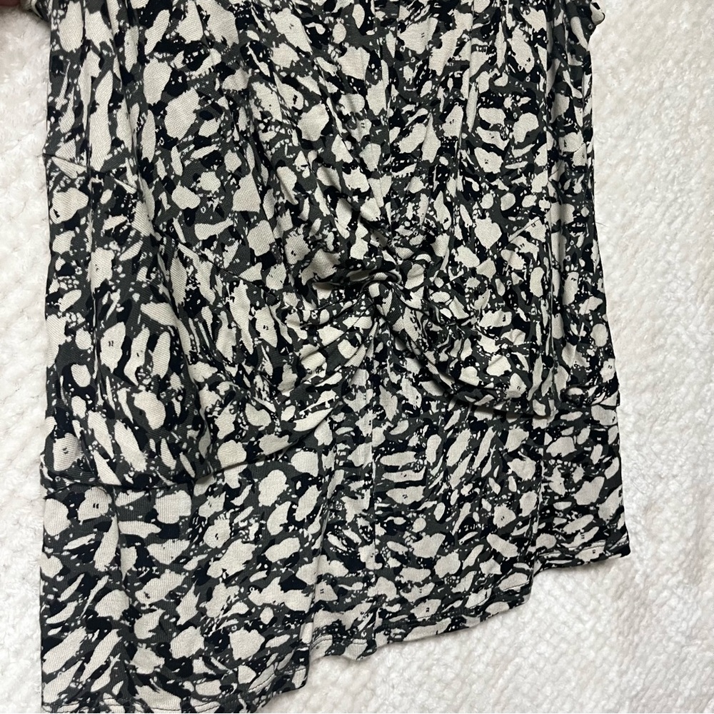 Simply Vera Vera Wang Monochrome Patterned Tank Top Ruched Work Top Office MED - Picture 4 of 6